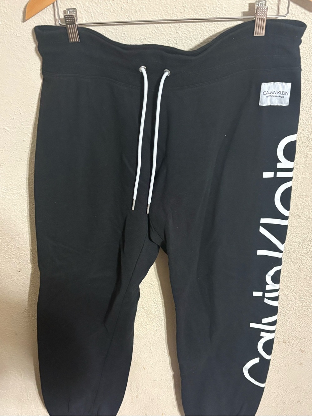 Calvin Klein Black Joggers with White Side Logo and Drawstring